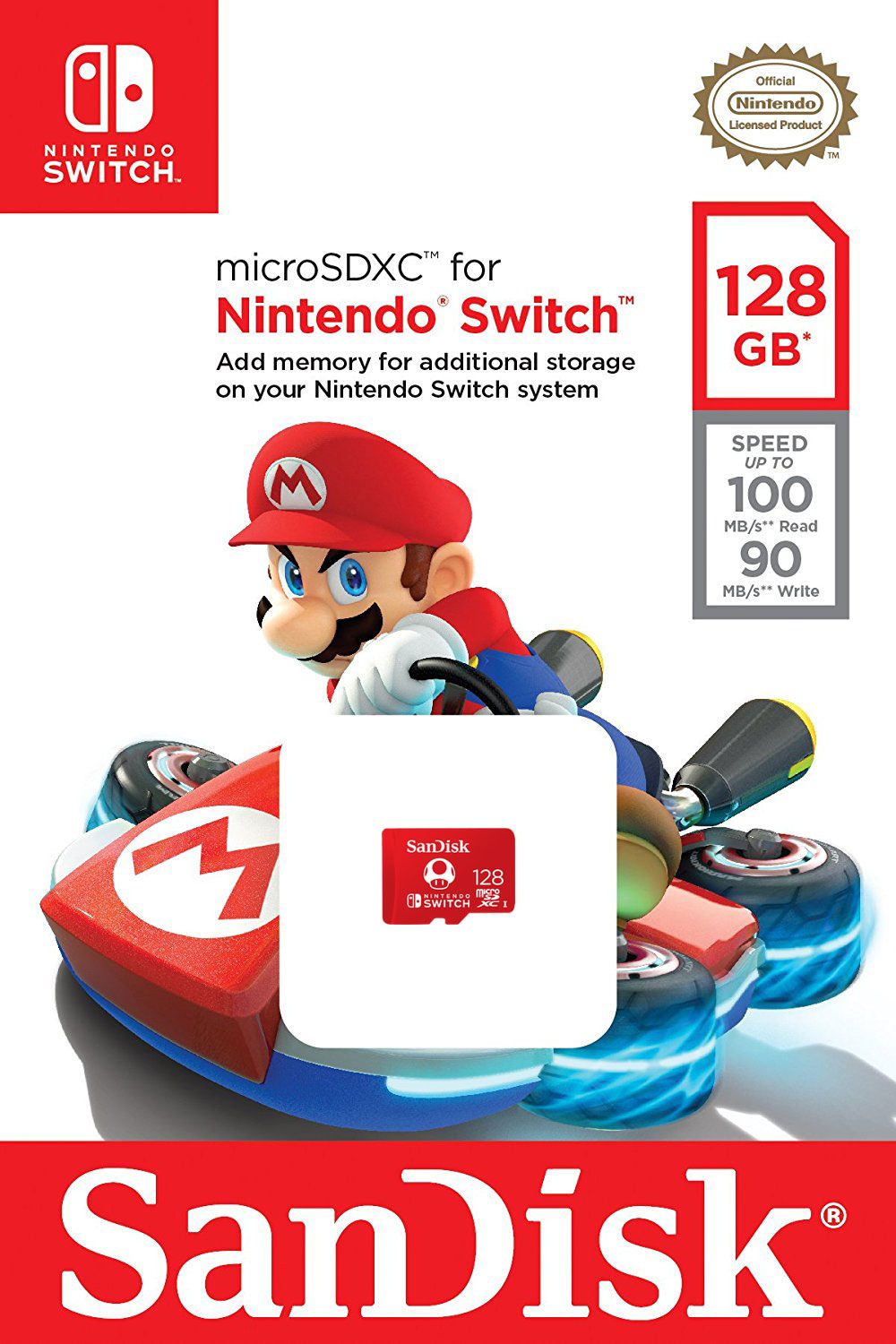 128GB Sandisk microSDXC for Nintendo Switch - Class UHS 3 - Limited Mario Edition (NS / Switch)