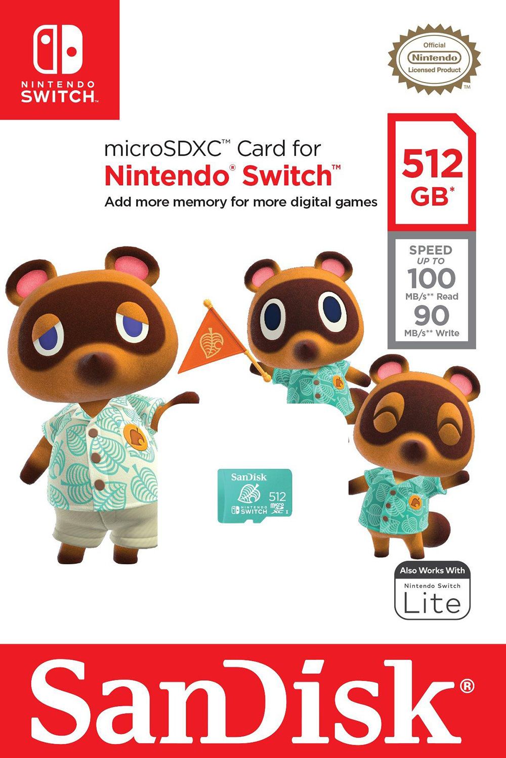 512GB Sandisk microSDXC for Nintendo Switch - Class UHS 3 - Limited Animal Crossing Leaf Edition (NS / Switch)