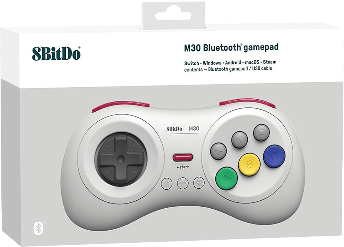8Bitdo M30 Bluetooth Gamepad - White (PC / Switch)