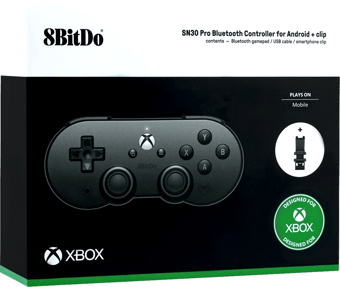 8Bitdo SN30 Pro Wireless Controller for Xbox Cloud Gaming on Android + Clip - Black