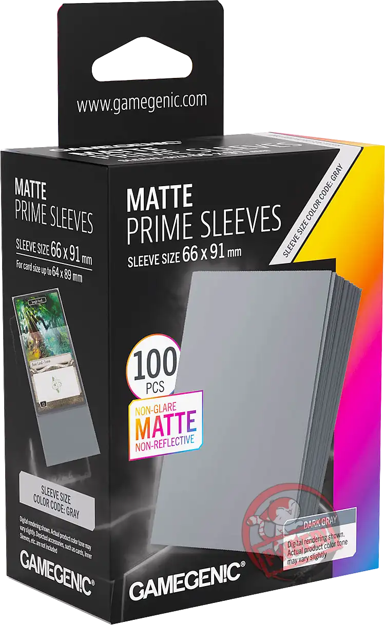 Gamegenic Matte Prime - 100 Standard Size Sleeves - Dark Gray