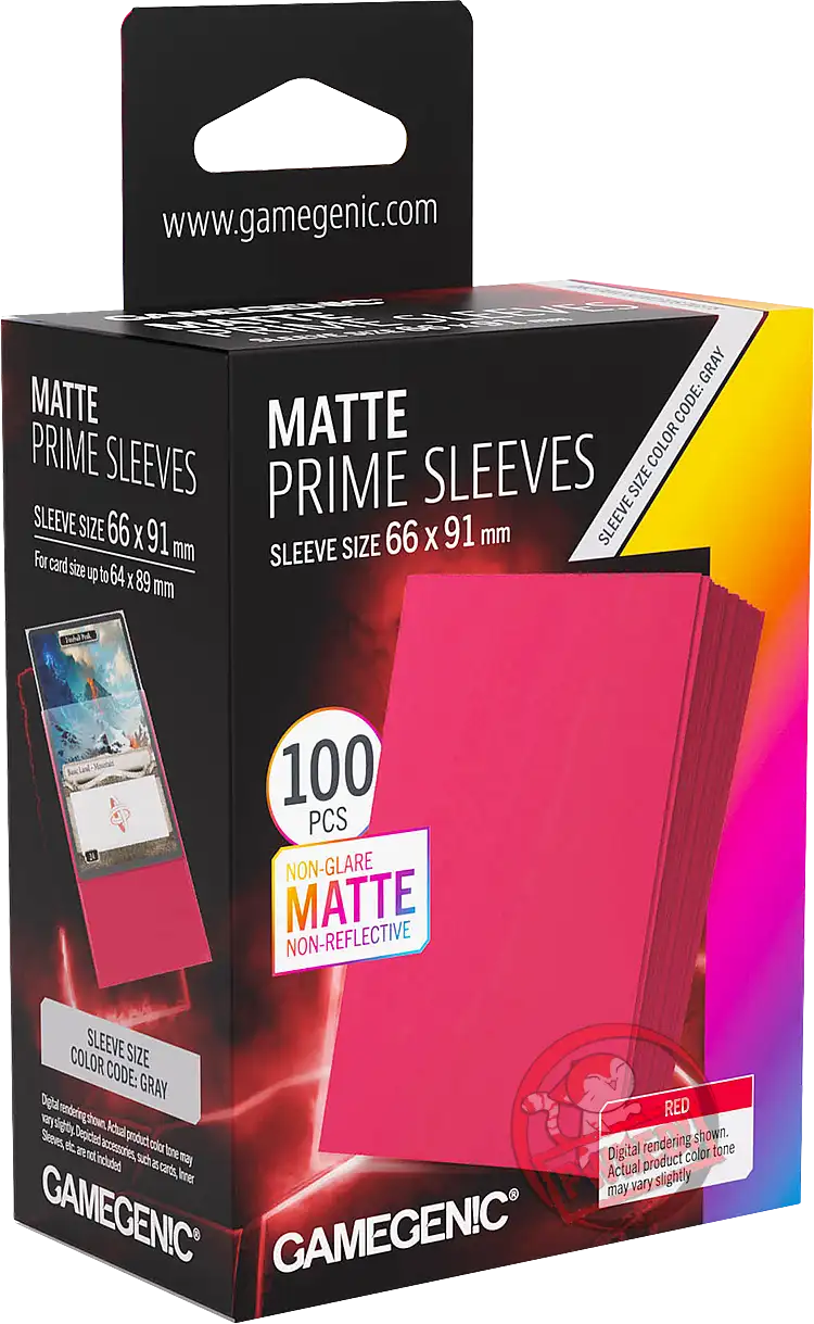 Gamegenic Matte Prime - 100 Standard Size Sleeves - Red