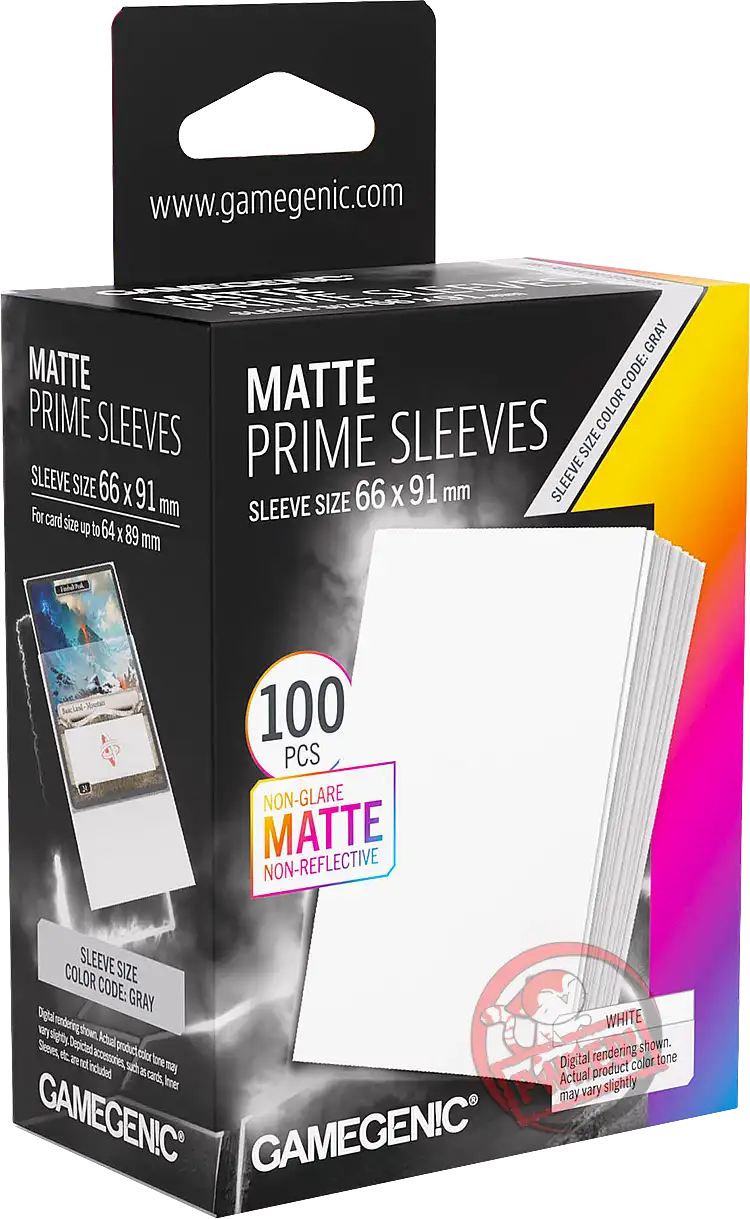 Gamegenic Matte Prime - 100 Standard Size Sleeves - White