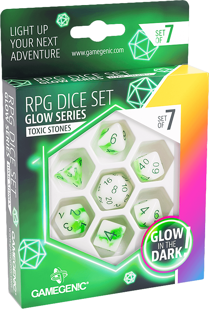 Gamegenic RPG Dice Set - Glow Series - Toxic Stones