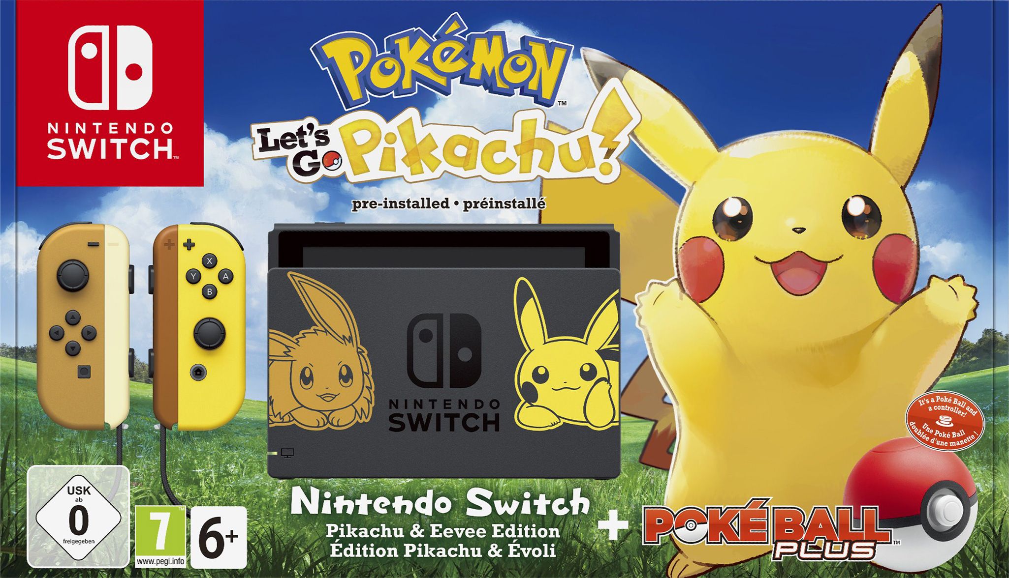 Nintendo Switch 32gb Console V1 Pikachu Eevee Limited Edition With Pokemon Lets Go Pikachu Pre Installed Pokeball Plus Ns Switchnew