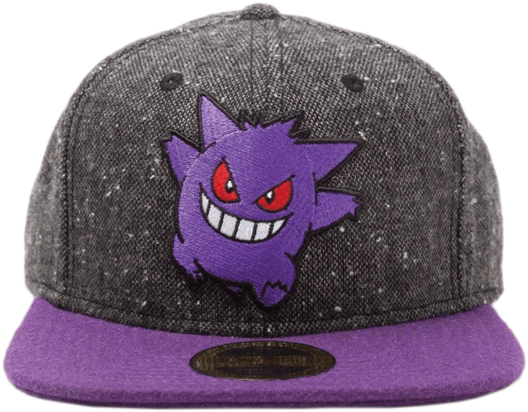 pokemon_gengar_snapback_cap_dark_grey_purple.png