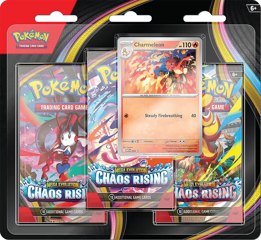 Pokemon TCG: Mega Evolution - Chaos Rising 3-Pack Blister - Charmeleon