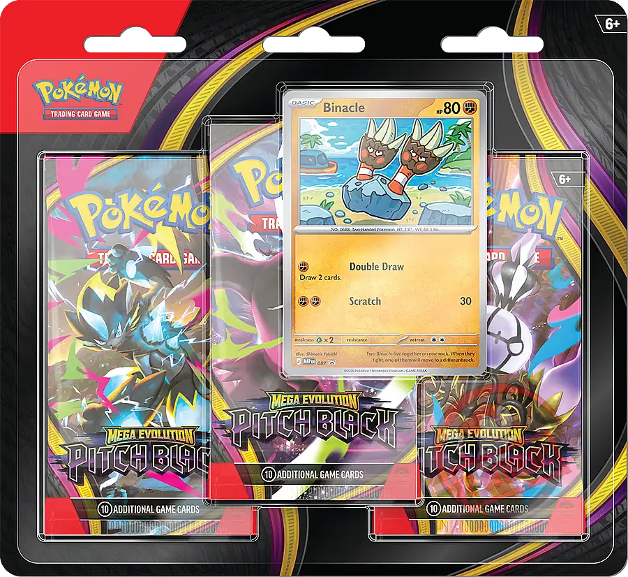 Pokemon TCG: Mega Evolution - Pitch Black 3-Pack Blister - Binacle