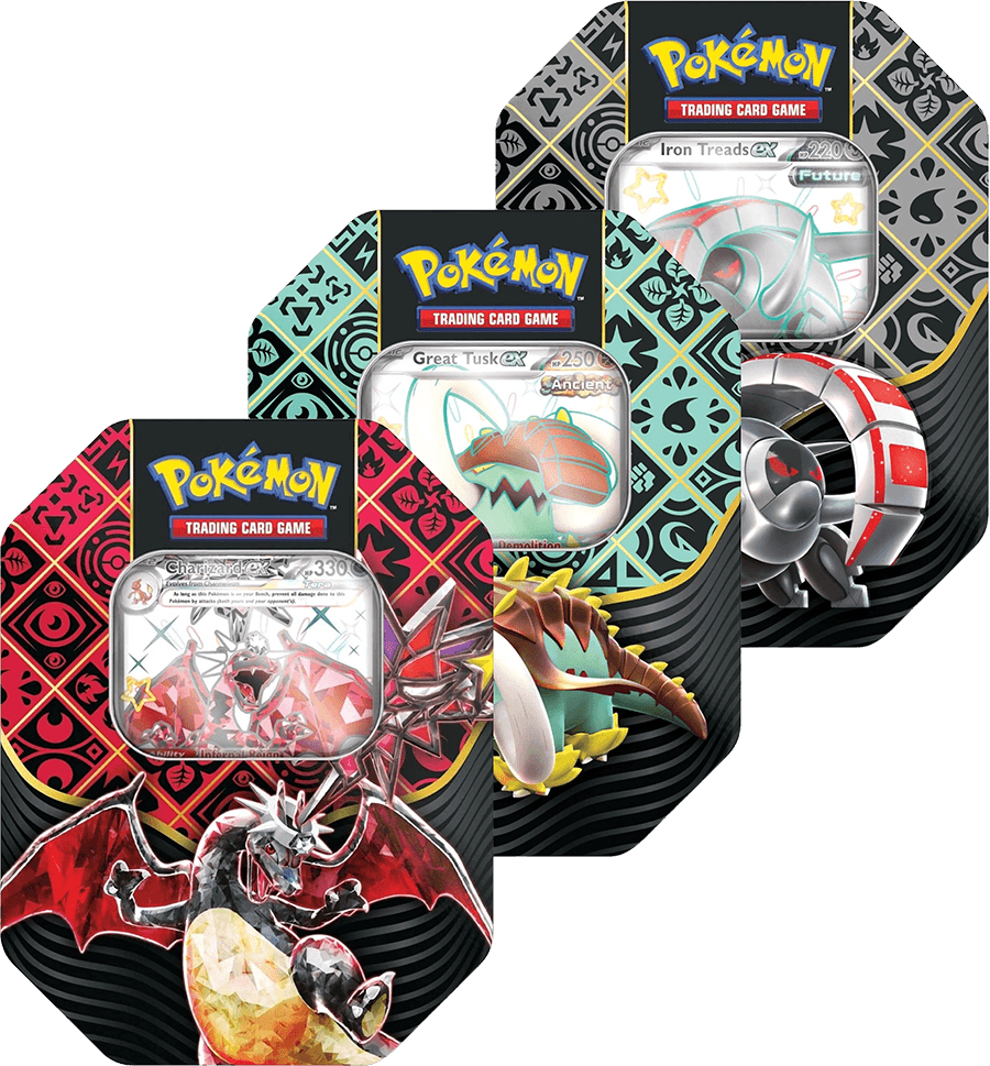 Pokemon TCG: Paldean Fates Shiny ex Tins with 4 Booster Packs