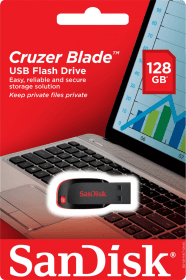 128GB SanDisk Cruzer Blade USB 2.0 Flash Drive - Red / Black