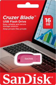 16GB SanDisk Cruzer Blade USB 2.0 Flash Drive - Pink