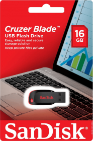 16GB SanDisk Cruzer Blade USB 2.0 Flash Drive - Red / Black