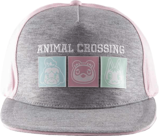 Animal Crossing Snapback Cap - Pastel Squares - Pink / Grey