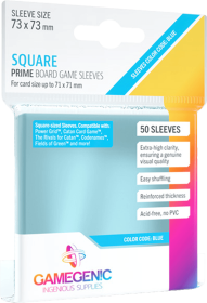 Gamegenic Prime Board Game Sleeves: Square - 50 Pack (Sleeves Color Code: Blue)