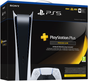 PlayStation 5 1TB Digital Edition Console - Glacier White + 24 Month PlayStation Plus Premium Voucher (PS5)