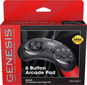 Retro-Bit SEGA Genesis 6 Button Arcade Pad - Black (SMD) | SEGA Genesis