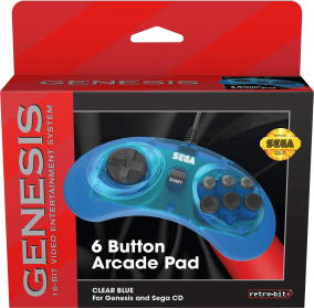 Retro-Bit SEGA Genesis 6 Button Arcade Pad - Clear Blue (SMD) | SEGA Genesis