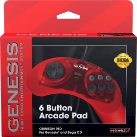 Retro-Bit SEGA Genesis 6 Button Arcade Pad - Crimson Red (SMD) | SEGA Genesis