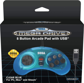 Retro-Bit SEGA Mega Drive 8 Button USB Arcade Pad - Clear Blue (PC)