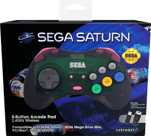 Retro-Bit SEGA Saturn 8 Button 2.4Ghz Wireless Controller - Slate Grey