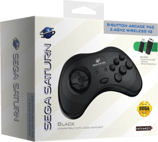 Retro-Bit SEGA Saturn 8 Button 2.4Ghz Wireless Controller v2 - Black