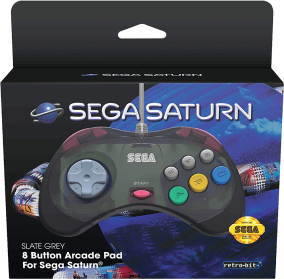 Retro-Bit SEGA Saturn 8 Button Controller - Slate Grey (SS) | SEGA Saturn