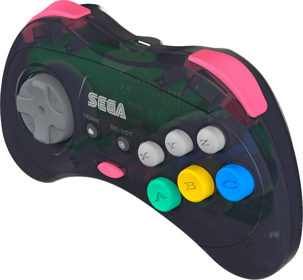 RetroBit SEGA Saturn 8 Button 2.4Ghz Wireless Controller Slate Grey