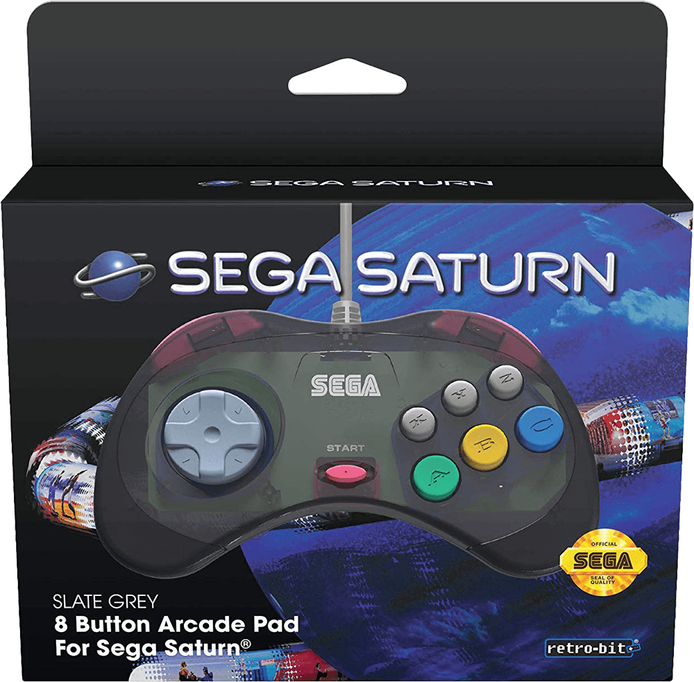 Retro-Bit SEGA Saturn 8 Button Controller - Slate Grey (SS) | SEGA Saturn