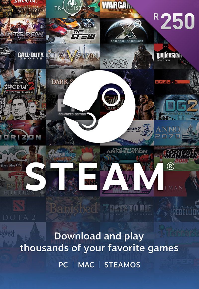 Steam Wallet: R250 Top Up Voucher [Digital Code]